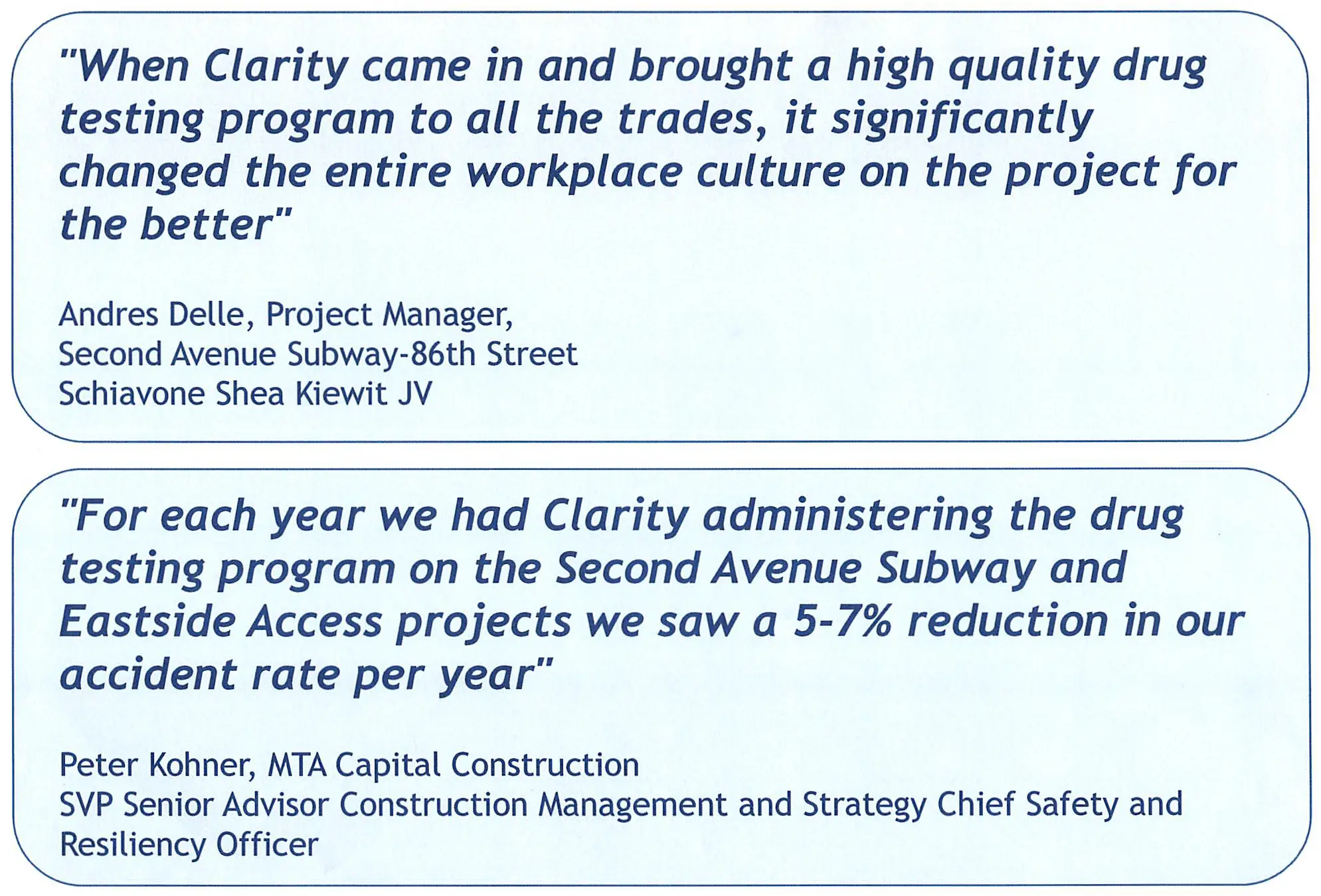 Testimonials by Clarity Testing clients